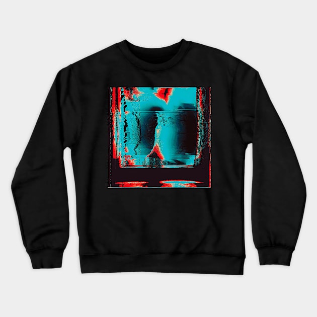 Glitchy Blue Abstract Crewneck Sweatshirt by raspberry-tea